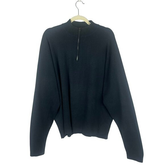 Peter Millar Crown Sport Quarter Zip Sweater Men XXL Black Classic Golf Preppy - Picture 1 of 6